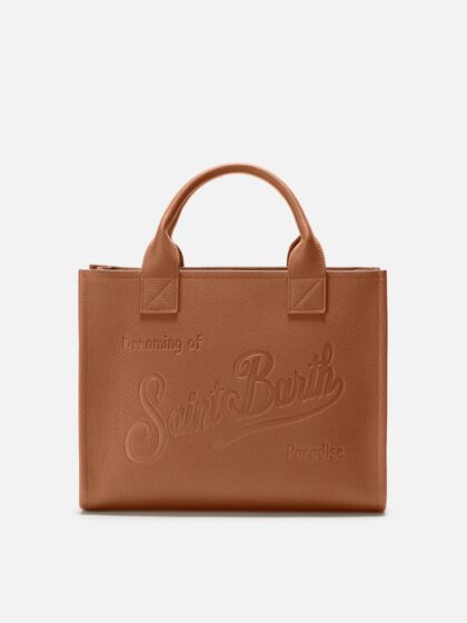 Mc2 Saint Barth Vanity Bag Large Shoulder Camel Hammered Leather Brown - Unisex