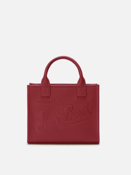 Mc2 Saint Barth Vanity Bag Midi Shoulder Burgundy Hammered Leather Red - Unisex