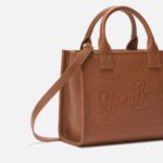 Mc2 Saint Barth Vanity Bag Midi Shoulder Camel Hammered Leather Brown - Unisex