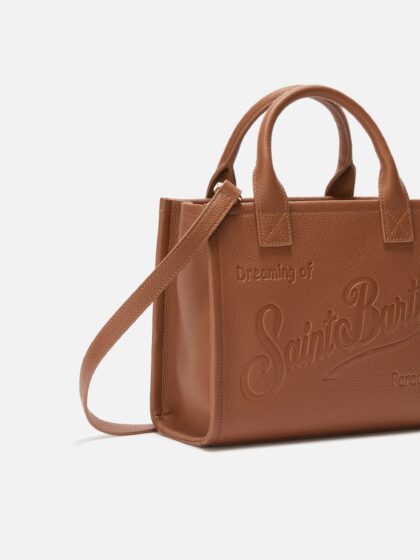 Mc2 Saint Barth Vanity Bag Midi Shoulder Camel Hammered Leather Brown - Unisex