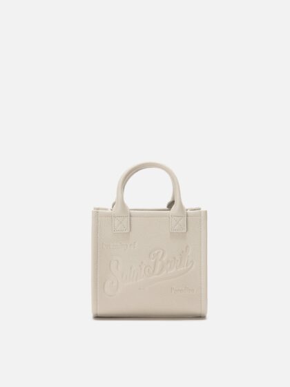 Mc2 Saint Barth Vanity Bag Mini Shoulder In White Hammered Leather __single__ - Unisex