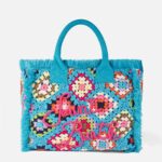 Mc2 Saint Barth Vanity Crochet Shoulder Bag With Pattern Blue - Unisex