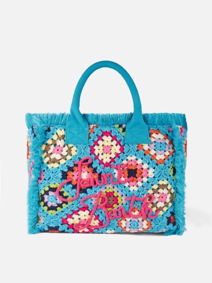 Mc2 Saint Barth Vanity Crochet Shoulder Bag With Pattern Blue - Unisex