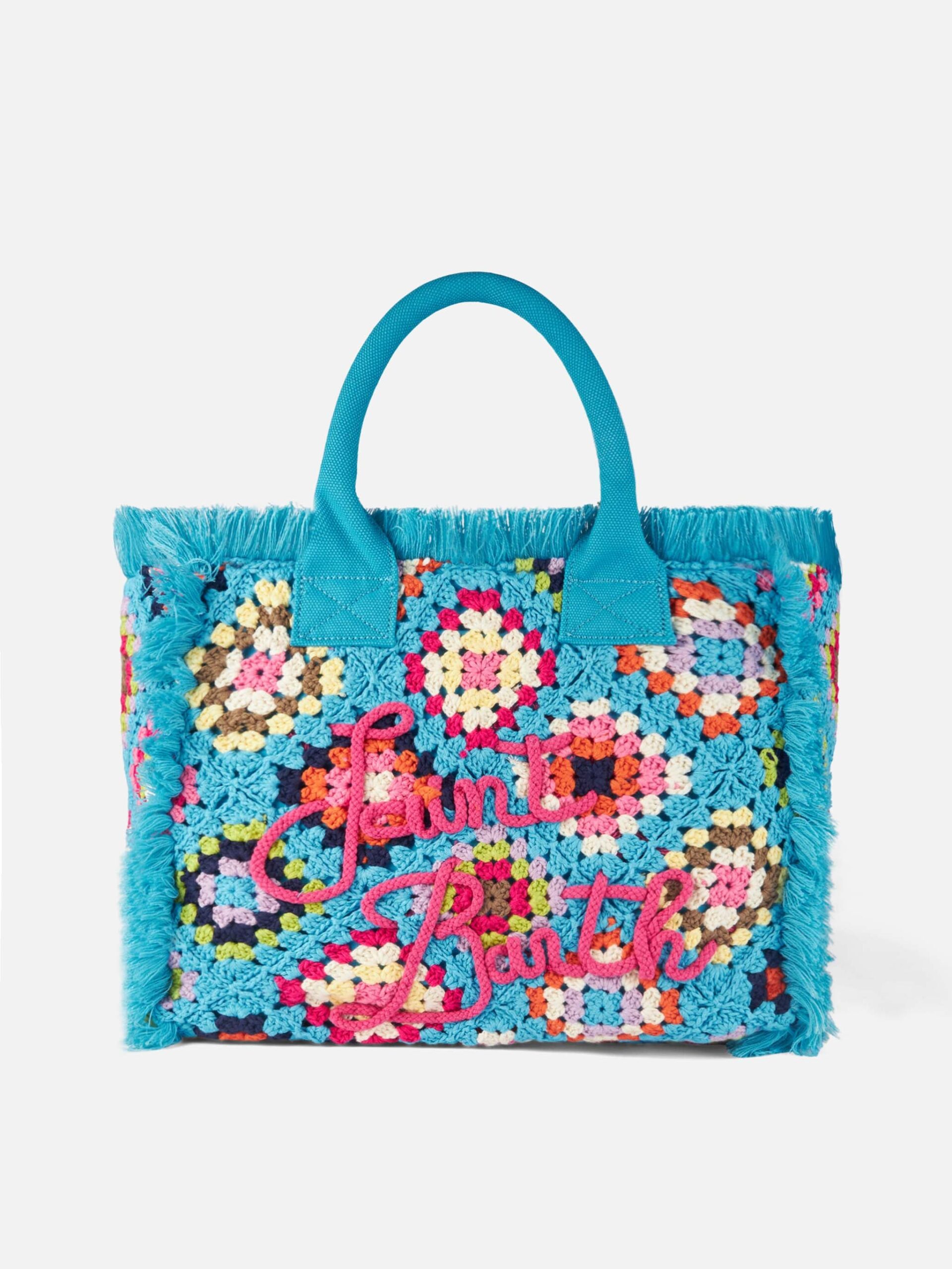 Mc2 Saint Barth Vanity Crochet Shoulder Bag With Pattern Blue - Unisex