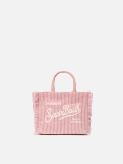 Mc2 Saint Barth Vanity Mini Corduroy Handbag In Pink Velvet And Faux Suede __single__ Bag - Unisex
