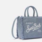 Mc2 Saint Barth Vanity Mini Corduroy Handbag In Powder Blue Velvet And Faux Suede __single__ Bag - Unisex