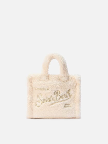 Mc2 Saint Barth Vanity Mini Teddy Handbag White Sherpa Bag - Unisex