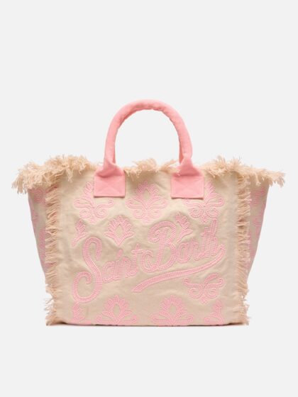 Mc2 Saint Barth Vanity Rug White And Pink Cotton Tote Bag - Unisex