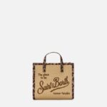 Mc2 Saint Barth Vivian Mini Straw Effect Bag With Leopard Trims Brown - Unisex