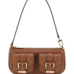 Michael Michael Kors Shoulder Bag Zoe with Pockets and Straps on the Front in Brown Hammered Leather for Women Cow - Women