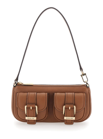 Michael Michael Kors Shoulder Bag Zoe with Pockets and Straps on the Front in Brown Hammered Leather for Women Cow - Women