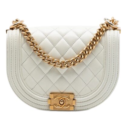 Mini Quilted Caviar Boy Messenger Bag