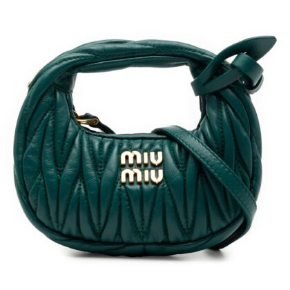 Miu Miu Teal Green Micro Nappa Matelasse Wander Bag