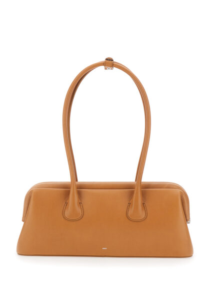Osoi Shoulder Bag Boat Wide Mini with Round Handles and Logo Lettering on the Front in Brown Leather for Women Cow - Women