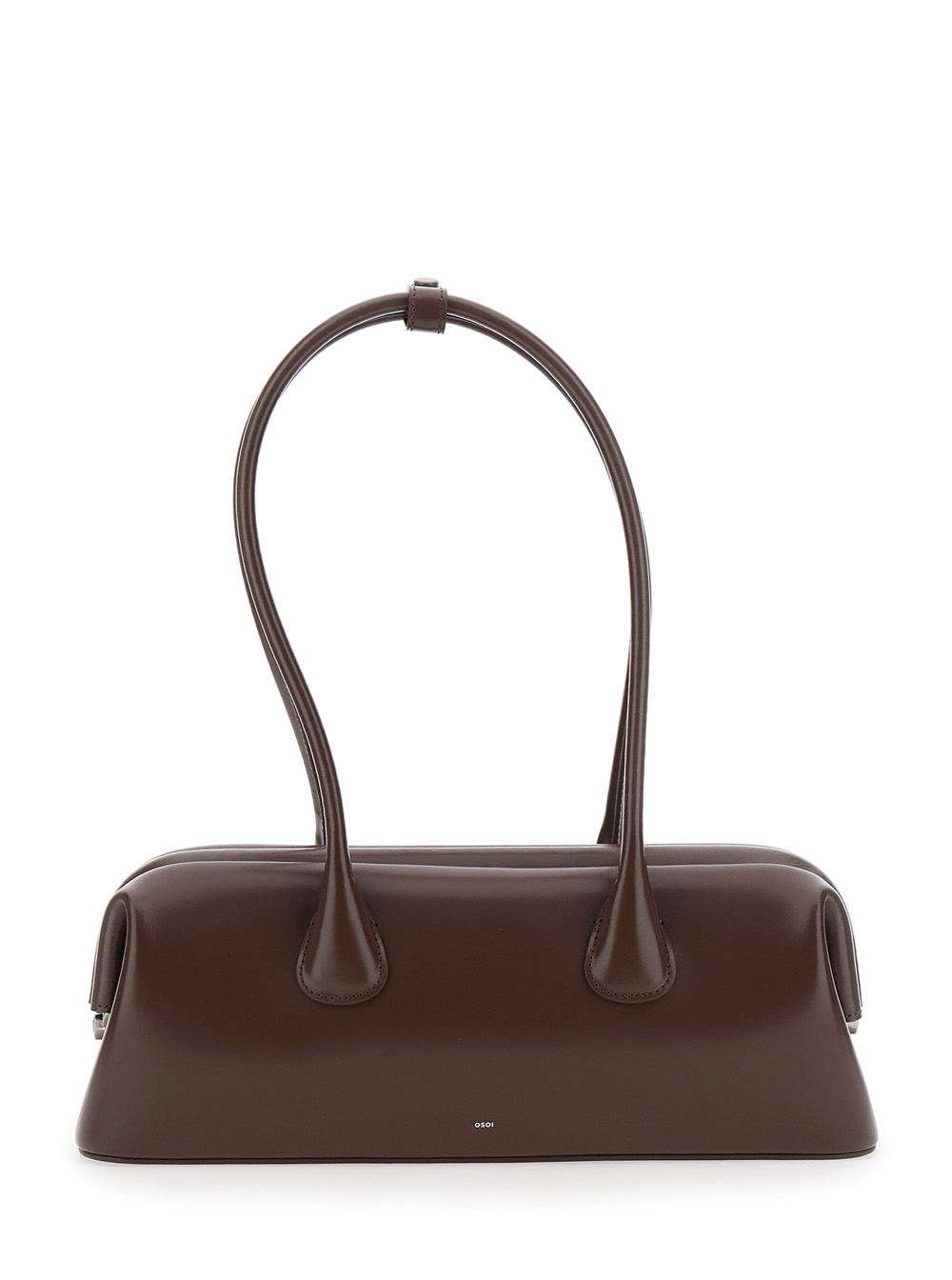 Osoi Shoulder Bag Boat Wide With Round Handles And Logo Lettering On The Front Brown Leather For Women Cow - Women