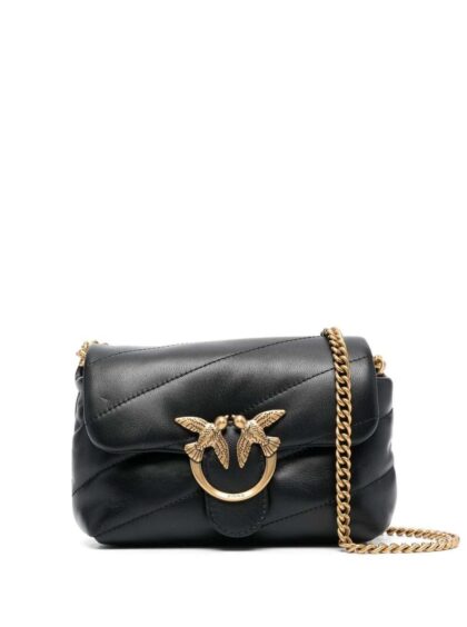 Pinko Baby Love Puff Black Shoulder Bag With Maxi Diagonal Quilting In Leather Women - Women