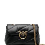 Pinko Love Classic Puff Shoulder Bag with Maxi Diagonal Quilting in Black Leather for Women Crossbody - Women