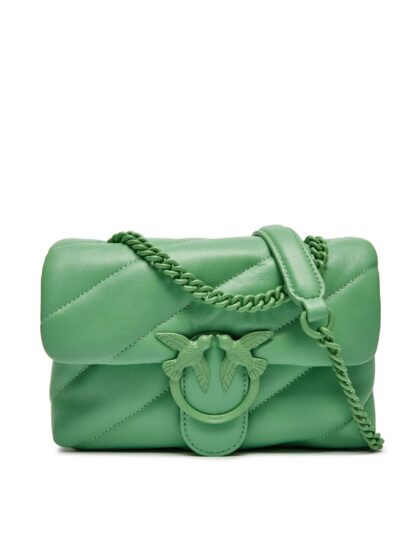 Pinko Love Puff Mini Color Block Green Calf Leather Bag - Women