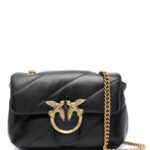 Pinko Mini Love Puff Shoulder Bag with Maxi Diagonal Quilting in Black Leather for Women Crossbody - Women