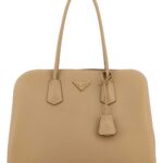 Prada Beige Leather Shopping Bag Sabbia Borse A Mano - Women