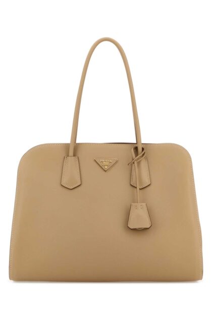 Prada Beige Leather Shopping Bag Sabbia Borse A Mano - Women