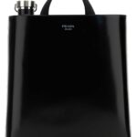 Prada Black Leather Shopping Bag Nero Vitello Borse A Mano - Men