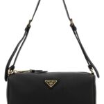 Prada Black Leather Shoulder Bag Nero Vitello Borse A Tracolla - Women