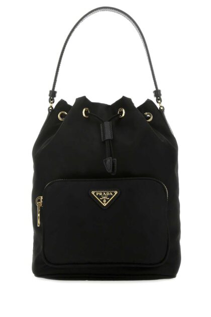 Prada Black Re-Nylon Duet Bucket Bag Nero Poliammidericiclata-vitello Borse A Secchiello - Women
