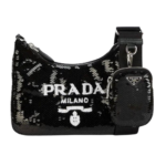 Prada Black Sequin Re-edition 2005 Shoulder Bag