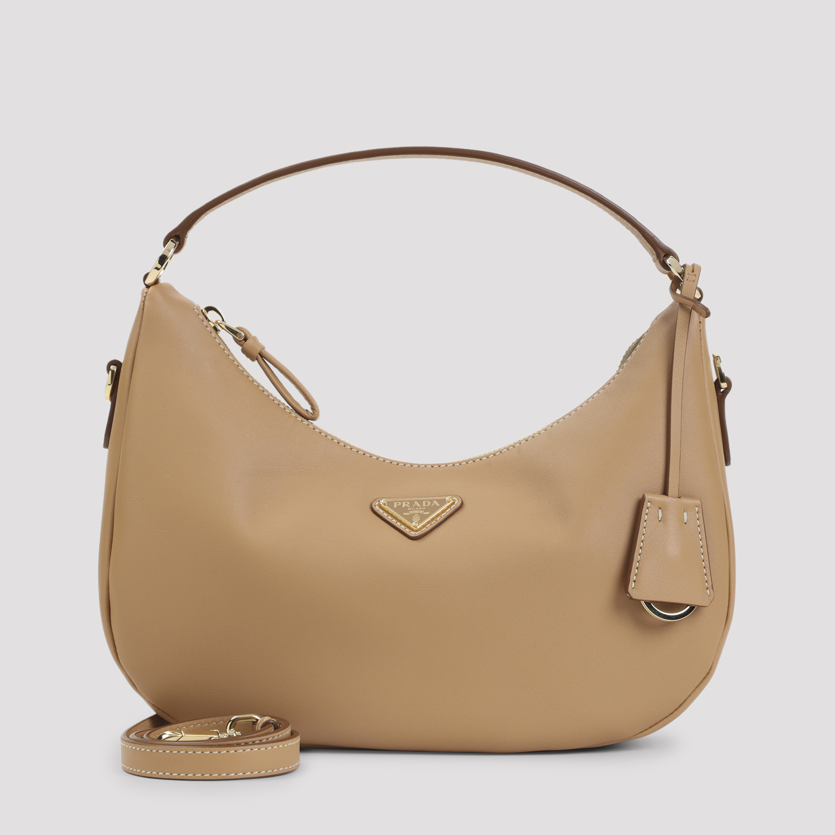 Prada Calf Leather Handbag Nude & Neutrals Bag - Women