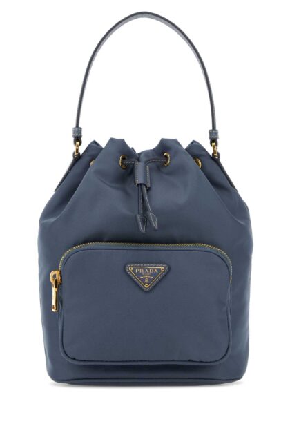 Prada Cerulean Blue Re-Nylon Duet Bucket Bag Aviazione Borse A Secchiello - Women