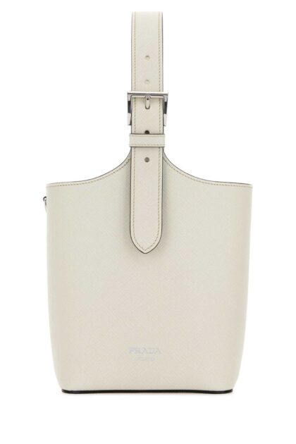 Prada White Leather Shoulder Bag Talco/nero Borse A Mano - Women