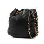 Quilted Lambskin Drawstring Chain Bucket Bag