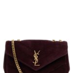Saint Laurent Aubergine Suede Small Loulou Shoulder Bag Smokyburgundy Borse A Mano - Women