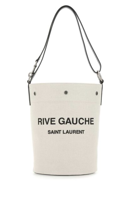 Saint Laurent Two-Tone Canvas And Leather Medium Rive Gauche Bucket Bag 9024 Borse A Secchiello - Women