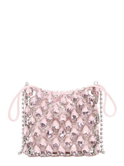Self-Portrait Handbag PINK CRYSTAL CHAINMAIL MINI BAG with rhinestone details - Tech Fabric Women Hand - Women