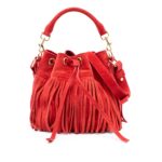 Small Suede Emmanuelle Fringe Bucket Bag