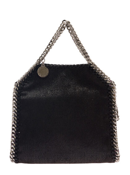 Stella McCartney Mini Tote Bag 3chain With Logo Engraved Charm Black Ecoleather For Women Polyester Crossbody - Women