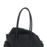 The Attico Black Shoulder Bag La Passeggiata Small with Tubular Handles and Logo Embossed on the Front in Leather for Women Calf - Women