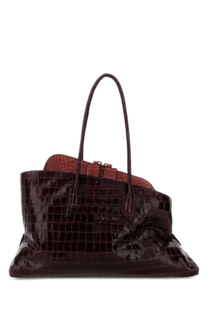 The Attico Burgundy Leather Medium La Passeggiata Shoulder Bag Fadedbordeaux Borse A Mano - Women