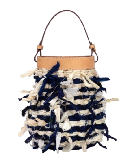 The Backward Vendor Porcelain Pot Leather Silk Bucket Bag