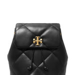 Tory Burch Kira Backpack with Metallic Logo Plate on Front in Black Quilted Leather for Women Cow Backpacks And Belt Bags - Women