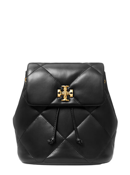 Tory Burch Kira Backpack with Metallic Logo Plate on Front in Black Quilted Leather for Women Cow Backpacks And Belt Bags - Women