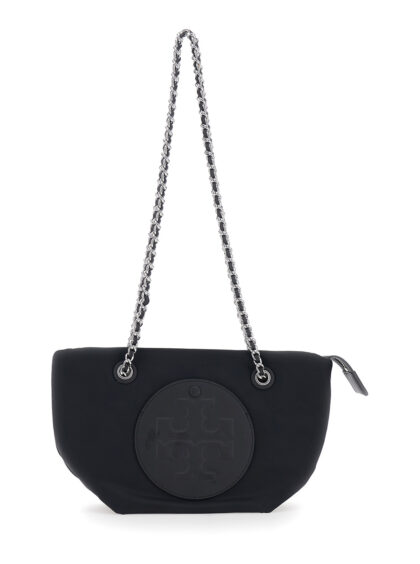 Tory Burch Tote Bag Ella Small With Tone-On-Tone Logo Detail Black Tech Fabric For Women Polyamide Crossbody - Women