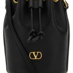 Valentino Garavani Black Leather Bucket Bag Nero Borse A Secchiello - Women