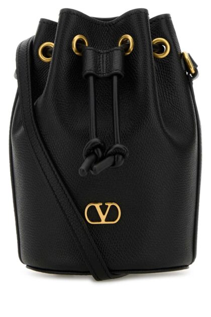 Valentino Garavani Black Leather Bucket Bag Nero Borse A Secchiello - Women