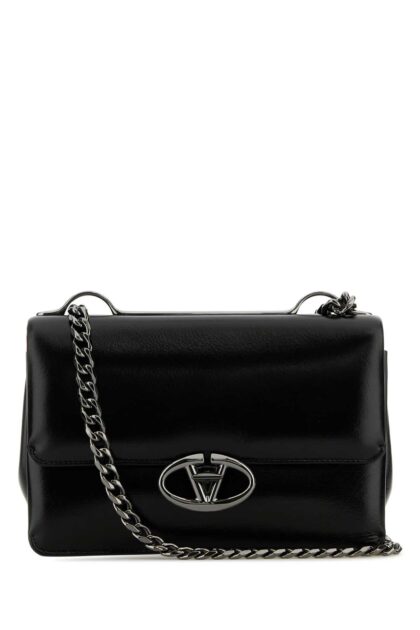 Valentino Garavani Black Leather Small Vlogo Shoulder Bag Nero Calf - Bos Taurus Borse A Tracolla - Women