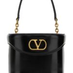 Valentino Garavani Black Leather Vlogo Signature Bucket Bag Nero Calf - Bos Taurus Borse A Mano - Women