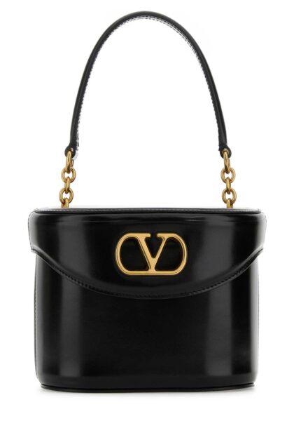 Valentino Garavani Black Leather Vlogo Signature Bucket Bag Nero Calf - Bos Taurus Borse A Mano - Women