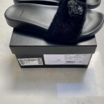 Versace Black Faux Fur Medusa Slides
